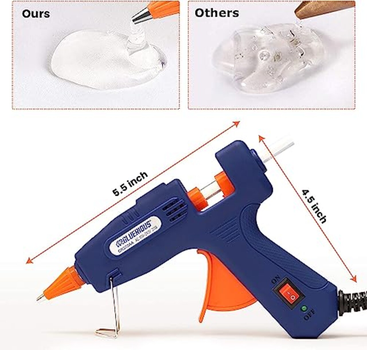 Mini Hot Glue Gun with 30 Glue Sticks for Crafts School & Christmas DIY Arts Home Quick Repairs, 20W, Blue